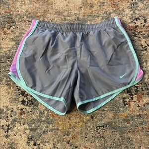 Nike Women's Gray and Teal Athletic Shorts